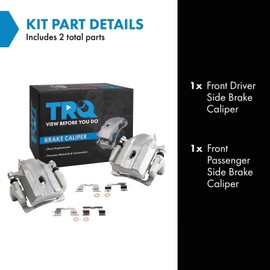 TRQ Front Brake Caliper Set Brackets Hardware Zinc Coated Compatible with 2004-2009 Toyota Prius