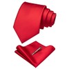 JEMYGINS Red Formal Necktie and Pocket Square, Hankerchief and Tie