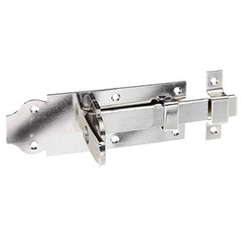 Alberts 116927 Schlossriegel | gerade, mit flachem Griff und befestigter Schlaufe | Edelstahl | Platte 140 x 52 mm