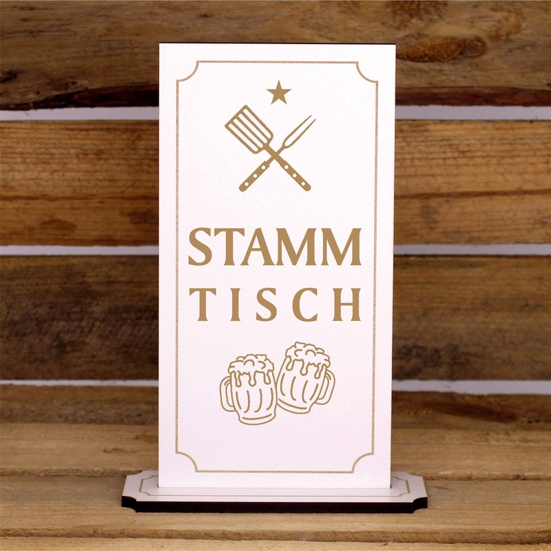 Dekolando Home Accessories Engraved Table Stand with Saying - Stammtisch