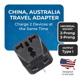 Orei 2 in 1 USA to Australia/China Adapter Plug (Type I) - 4 Pack, Black