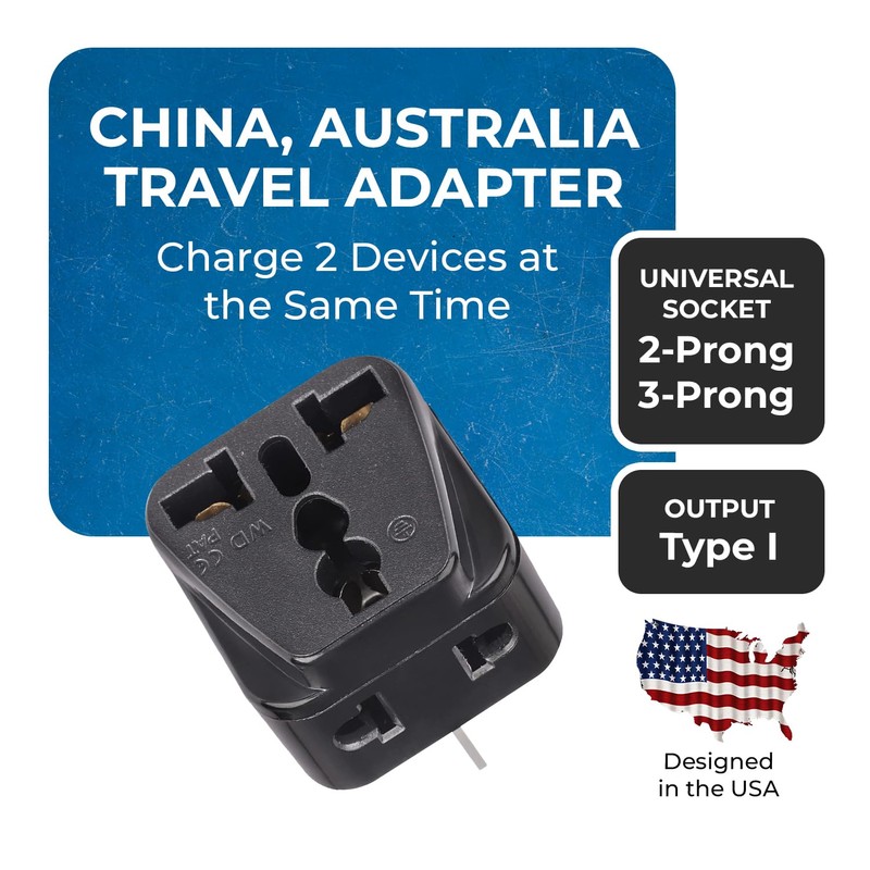Orei 2 in 1 USA to Australia/China Adapter Plug (Type