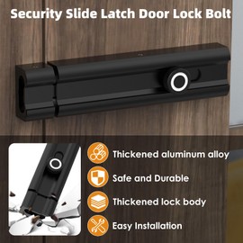 Slide Lock, Security Slide Latch Door Lock Bolt, Heavy Duty Hardware Bolt Latch Door Latch for Flush or Recessed Doors and Gates (Black-2Pcs, 6Inch)