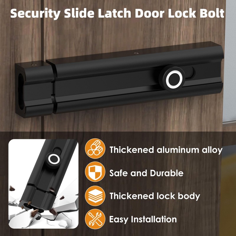 Slide Lock, Security Slide Latch Door Lock Bolt, Heavy Duty