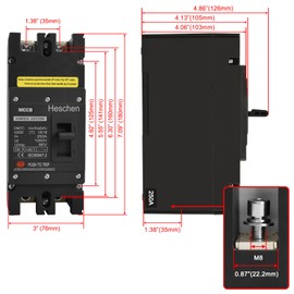 Heschen DC Molded Case Circuit Breaker MCCB, 2 Poles, DC1000V Photovoltaic Circuit Breaker, for Solar PV System Solar Panels Grid System (250A HSM3DC-250)