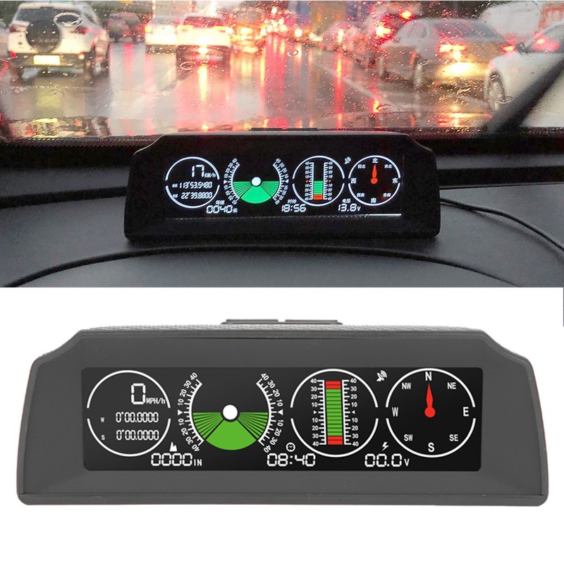 GPS Slope Meter PMH KMH Inclinometer HUD Pitch Tilt Angle