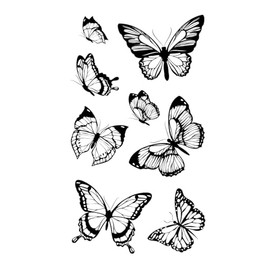 MapofBeauty 2 pcs Black Butterfly Prints Temporary Waterproof Tattoo Sticker