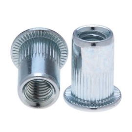 M10 Rivet Nuts Blind Rivet Nuts, Grooved Round Head with Open Thread Insert, 10 mm Tension Rivet Nut, Galvanised Steel Knurled Rivsert Nut for Steel, Alloy, Copper, Plastic (Pack of 50)