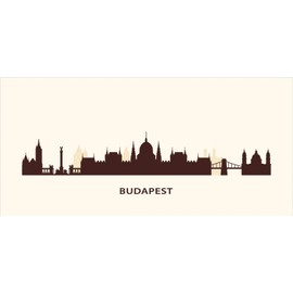 Ambesonne Hungary Pencil Pen Holder, Silhouette of Budapest City Famous Eastern European Architecture Panorama, Ceramic Pencil Holder for Desk Office Accessory, 3.6" X 3.2", Seal Brown and Ivory