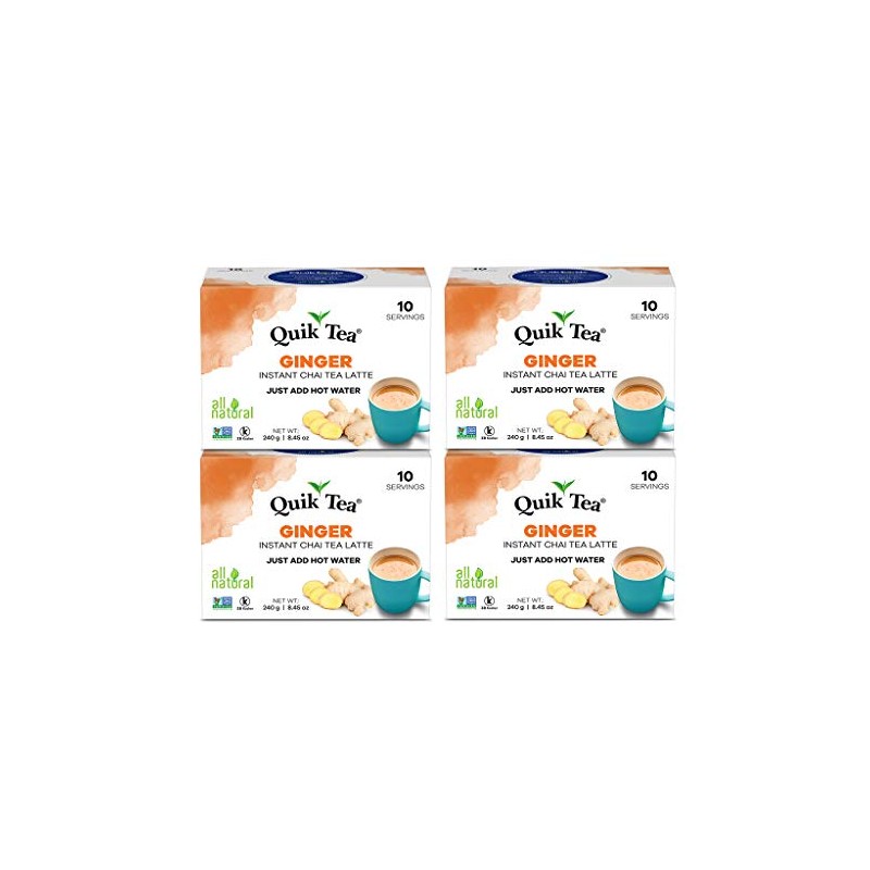 QuikTea Tea Latte, Ginger Chai, 8.5 Ounce (Pack of 4)