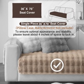 Aucrovee Soft Plush Faux Fur Couch Cover, Thick Warm Fuzzy Sectional Sofa Covers for 3 Cushion Couch Sofa L Sharped Sofa Non Slip Slipcover, Furniture Protector Covers for Pets(1 PCS 36"x70" Khaki)