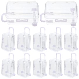 12Pcs Suitcase Candy Boxes Mini Travel Suitcase Favor Box Clear Plastic Suitcase Box Wedding Party Decorations (White)