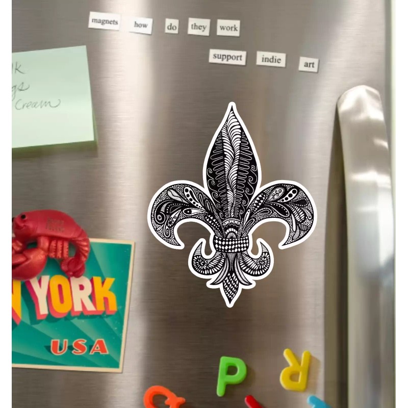 Texas Hart Designs Fleur de lis Original Art Fridge Magnet
