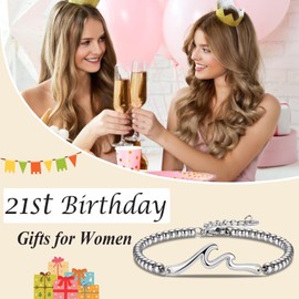 OAVOOK 21st Birthday Gifts for Her Wave Bracelet for Women 21 Years Old Gifts for Daughter, Granddaughter, Niece, Friends, Sister