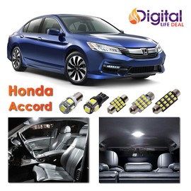 Digital Life Deal - 8 x White Interior LED Lights Package Kit for 2013-2018 Honda Accord