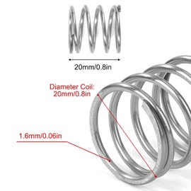 GUNGY Compression Spring Stainless Steel Spring Compression Springs 20 mm Wire Diameter 1.6 mm Outer Diameter 20 mm Length 20 mm Maximum Spring Force 2.4 kg Pack of 4