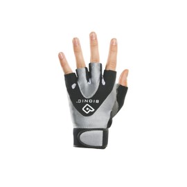 Bionic Women's StableGrip 1/2 Finger Fitness Gloves w/ NaturalFit Technology, Black (PAIR), Medium, Black/Silver