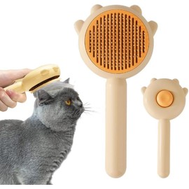  nihiru Pet Brush, For Dogs and Cats, Cat Brush, Dog Brush, Slicker Brush, One Push Type, For Hair Removal, Long and Short Hair, Hair Loss Cleaner, Massage, Washable, Skin