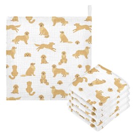 vvfelixl Baby Cotton Washcloths Golden Retriever Dogs Infants Bath Towel for Unisex Goldies Puppy Face Towels for Newborn, Natural Baby Wipes Delicate Skin, 11.8 X 11.8 inch, one sizex3