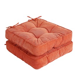 Furlide Chair Cushion with Ties 18 x 18 Inch Indoor Outdoor Cushions for Dining Chairs Set of 2, Square (Orange, 18 x 18 Inch)