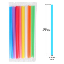 [Individually Wrapped] 100Pcs Disposable Drinking Straws - 8.26"*0.23" Colorful Plastic Straws for Hot/Cold Drinks,Juice,Coffee,Cocktail