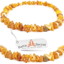 Amber Dog Cat Chain Collar for Protection Against Ticks, Baltic Amber from Lithuania, 56cm