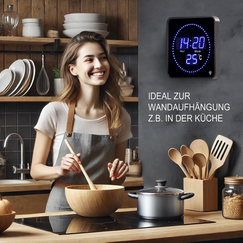 Lunartec Radio-Controlled Clocks: Flat LED Radio Table and Wall Clock,