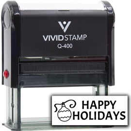 All Quality Happy Holidays Self-Inking Rubber Stamp | Christmas Gift Stamp | Festive Season (Black Ink) - Q-400