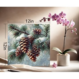 Pine Cone Canvas Wall Art Christmas Picture 30x30cm Print Painting Stretched and Framed Ready to Hang for Wall Décor