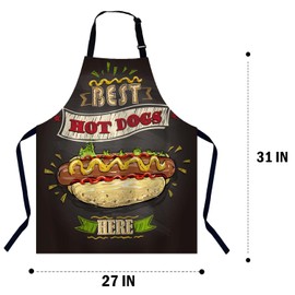 BGBDEIA Best Hot Dogs Here Apron Adjustable Neck Bib Apron for Men Women,Suitable for Kitchen Cooking Waitress Chef Apron