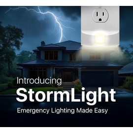 SnapPower 4 Pack StormLight Power Failure Night Light Outlet Cover - Dusk-to-Dawn Sensor LED Light - Up to 6 Hour Battery Backup Emergency Hurricane Lighting (White, Decor)