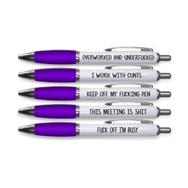 Rude Pens For Adults | Funny Boss Gifts Leaving Presents For Colleagues | Silly Ballpoint Pen Novelty Funky Stationery Quirky Gift Office Desk Accessories (Purple_PAP_PACK1)