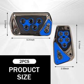 Merdege Pack of 2 Car Pedal Covers, Anti-Slip Vehicle Foot Treadle, 2.55In x 5.11In Automatic Pedal Pad, Universal Accessories for Most Cars (Blue)