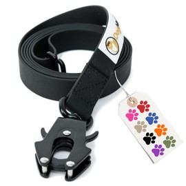 DogNerd 6FT Silicone Dog Leash Heavy Duty with Quick Release/Locking Carabiner - Waterproof Tactical Dog Leash for Medium Dogs & Large Dogs That Pull, Safety Control Dog Training Leashes (6 FT Black)