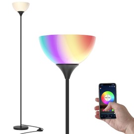 PESRAE Smart RGB Floor Lamps Work with Alexa, Google Assistant WiFi App, Modern Color Changing Floor Lamp, Dimmable Corner Floor Lamp for Living Room, Bedroom and Play Room (Without Remote Control)