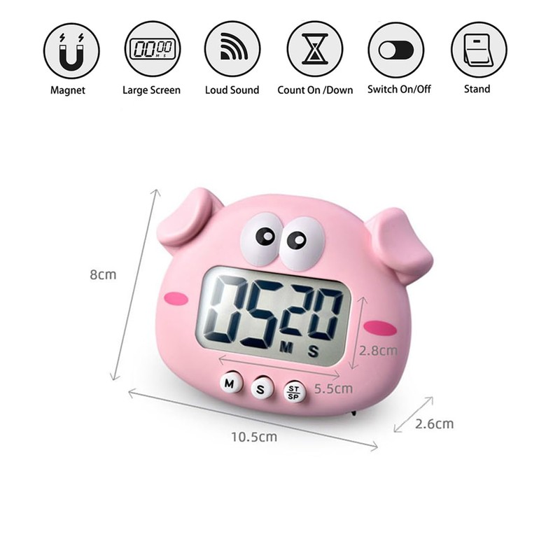 Kids Timer,Cute Count Down & Up Timer,LCD Display for Study