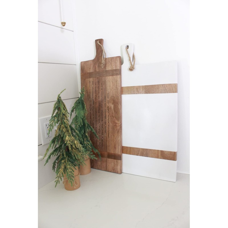 Mud Pie Wooded Square Board,White, 23 1/4" x 16 3/4"