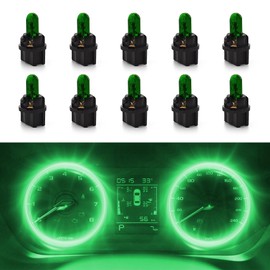 QZTYTY 10 Pack Car Instrument Light Bulb, Brake Light Bulb, 12V 21/5W Automobile Lighting Replacement Accessory, Universal Car Lighting Bulb Car T5 Halogen Instrument Light for Most Cars (Green)