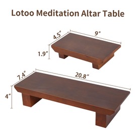 lotoo Meditation Altar Table, Wooden Puja Table, Relaxation Prayer Buddhist Shrine Alter for Home, Office, Studio, Yoga