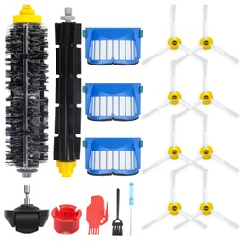 Replacement Parts for iRobot Roomba 600 Series 694 692 675 690 671 677 680 660 665 651 650 614 & 500 Series 595 585 564,1 Bristle and Flexible Beater Brush, 3 Filters, 8 Side Brushes,1 Caster Wheel ﻿