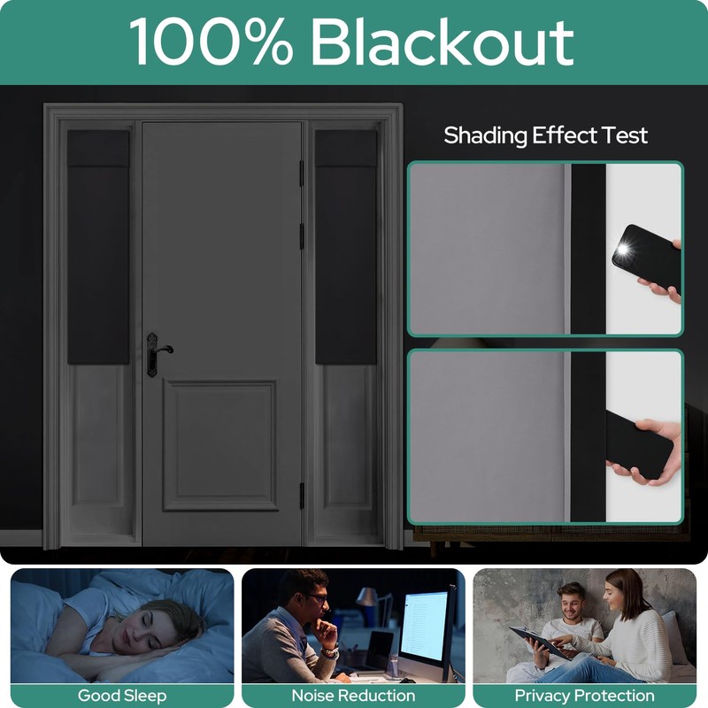 HOMEIDEAS 100% Blackout Sidelight Curtains for Front Door, Side Door