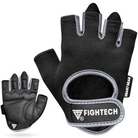 Workout Gloves for Men and Women, Fingerless Weight Lifting Gloves with Cushioned Palms, Gym Gloves for Exercise Fitness Training Climbing Cycling, Breathable and Lightweight (X-Small, Black/Gray)