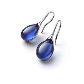 Stylish Simple Water Drop Style Crystal Stone Classic Plain Dangle Hoop Earrings