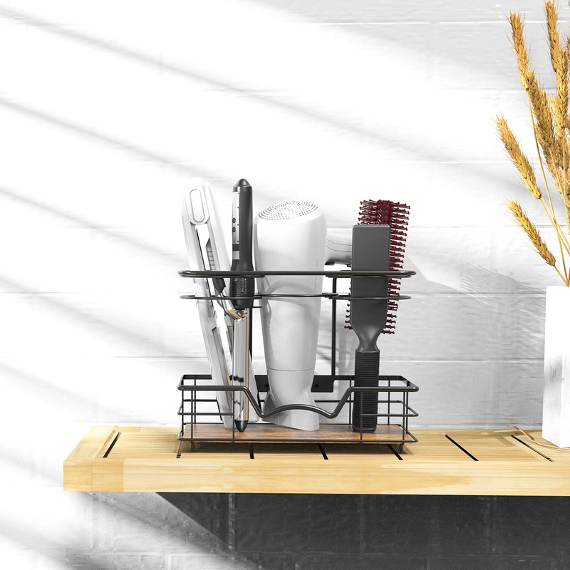 SimpleHouseware Countertop Hair Tools Organizer, Walnut