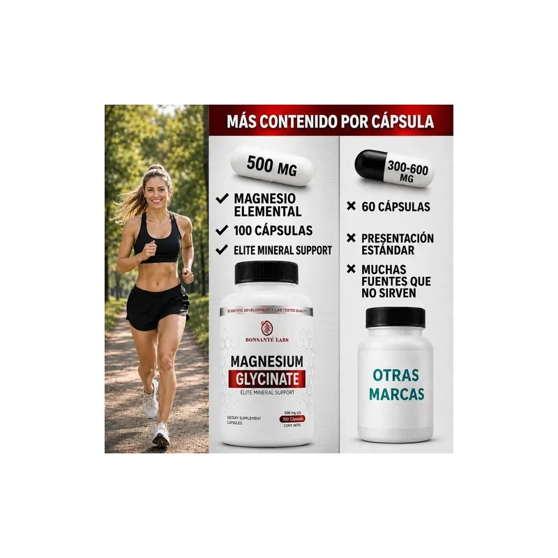 Glicinato De Magnesio Bonsanté Labs Magnesium Glycinate 500mg, 100 Caps
