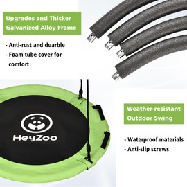 48 inch Tree Swing, Larger Saucer Flying Swing for Whole Family, 900lbs Weight Capacity, with Adjustable Hanging Straps, Swing Sets for Outdoor Playground, Yellow-Green