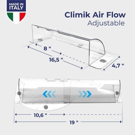 CLIMIK Two Adjustable Air Vent Deflector Expands 8" to 16,5", High‑Transparency Plastic, Magnetic Mount for Floor, Wall & Ceiling Registers – Made in Italy