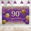 90th Birthday Decorations for Women, Purple Fabric Sign Poster Birthday