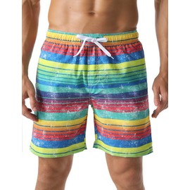 Unitop - Traje de baño para hombre por encima de la rodilla de secado rápido para hombre con forro de malla, Verde-251, 32