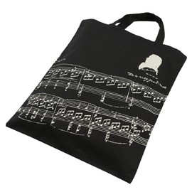 KingPoint Cotton Handbag Women Shopping Bags in Muisc Clef Theme Patterns High Notes and Musical Instruments Designs (Musician and Music Clefs Black)